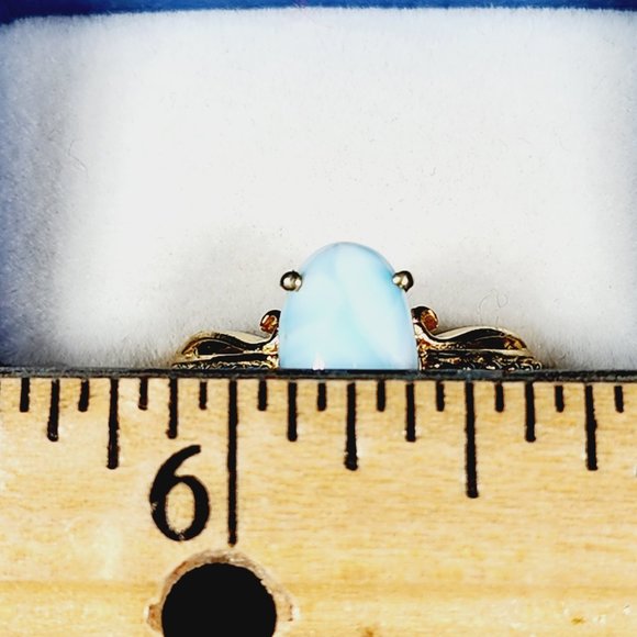 Larimar & Neon Apatite ring in 14K YG over 925 SS 4.90 ct size 8 - Picture 3 of 6